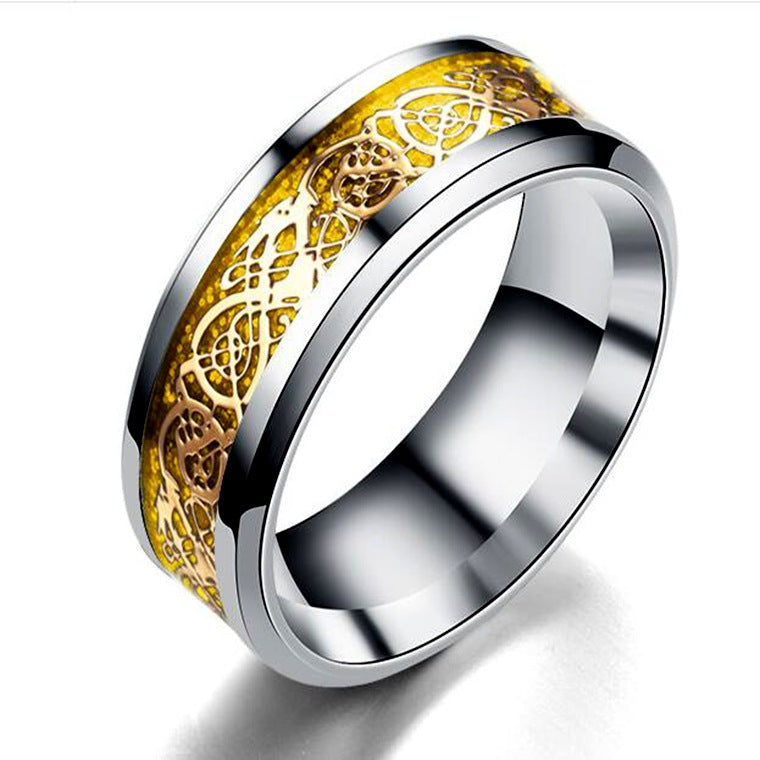 Ring mit Drachenmuster für Herren aus Edelstahl