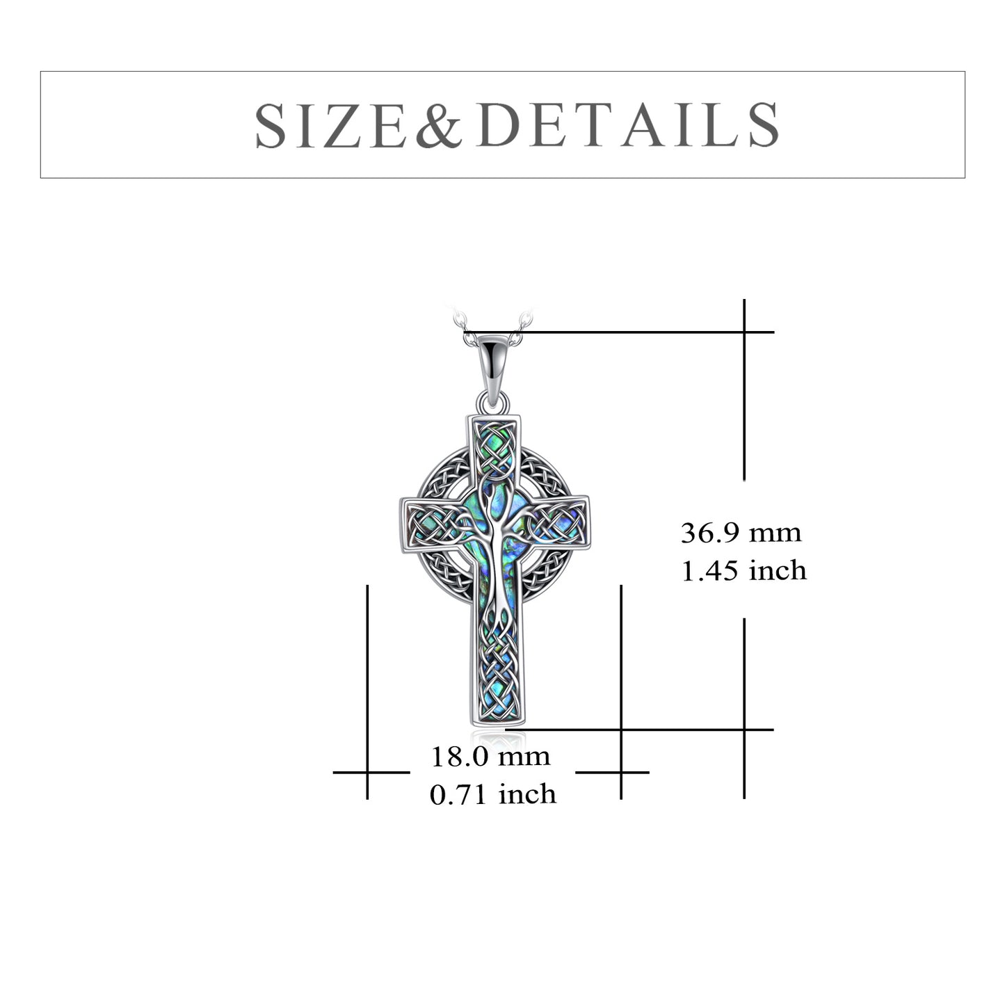 925 Sterling Silver Abalone Celtic Cross Pendant