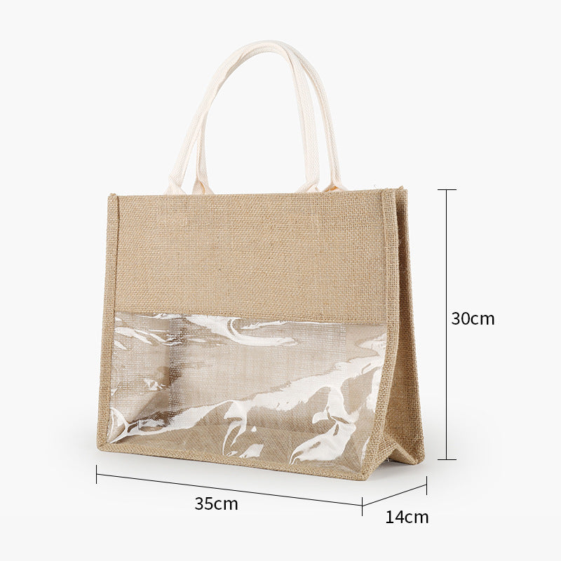 Retro Linen Eco-friendly Transparent Handbag