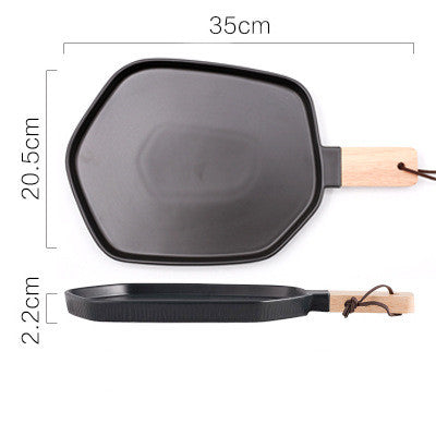 Nordic Ceramic Plate With Wooden Handle