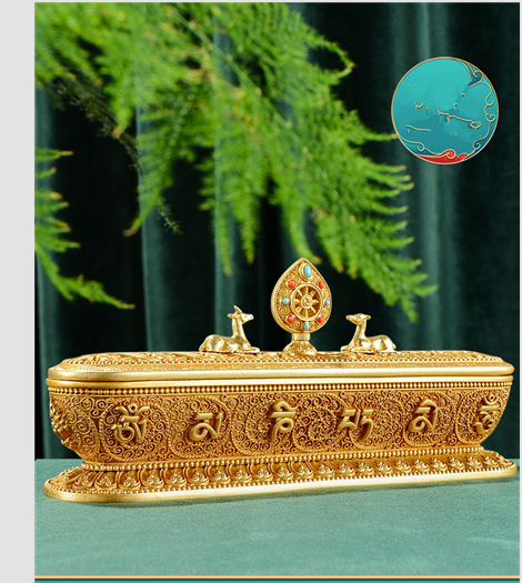 Six-character Mantra Pure Copper Incense Burner Tibetan