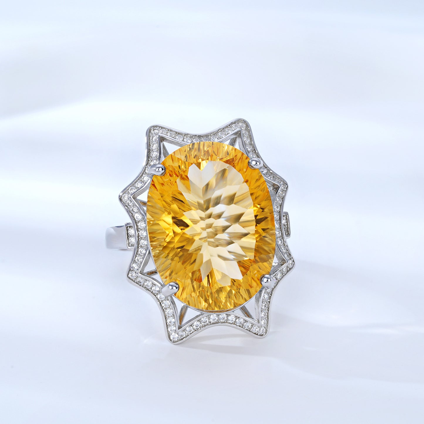 Unique Large Citrine Ring For Women