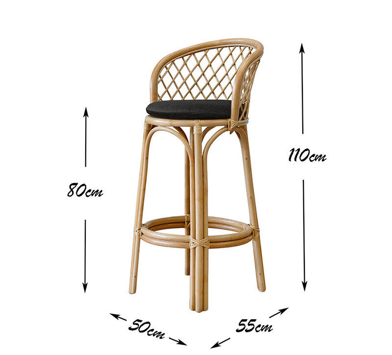 Chaise de Bar Vintage en Rotin