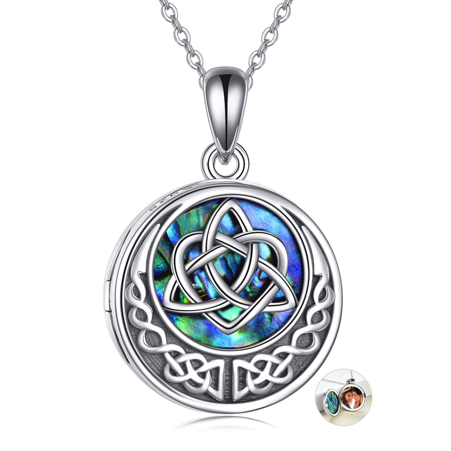 925 Silver Celtic Knot Photo Locket Necklace For Women
