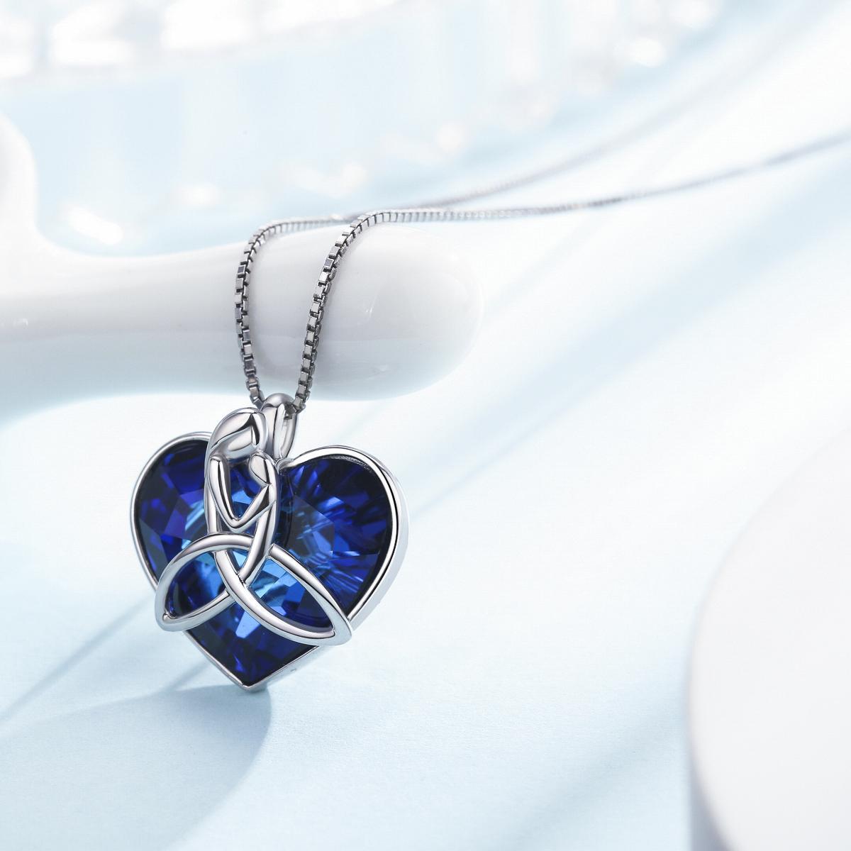 925 Silver Irish Celtic Knot Heart Pendant With Crysta Mother Jewelry
