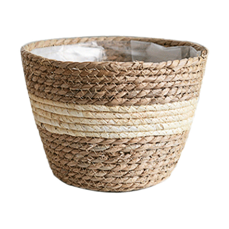 Panier de fleurs en pot de fleurs en rotin d'herbe