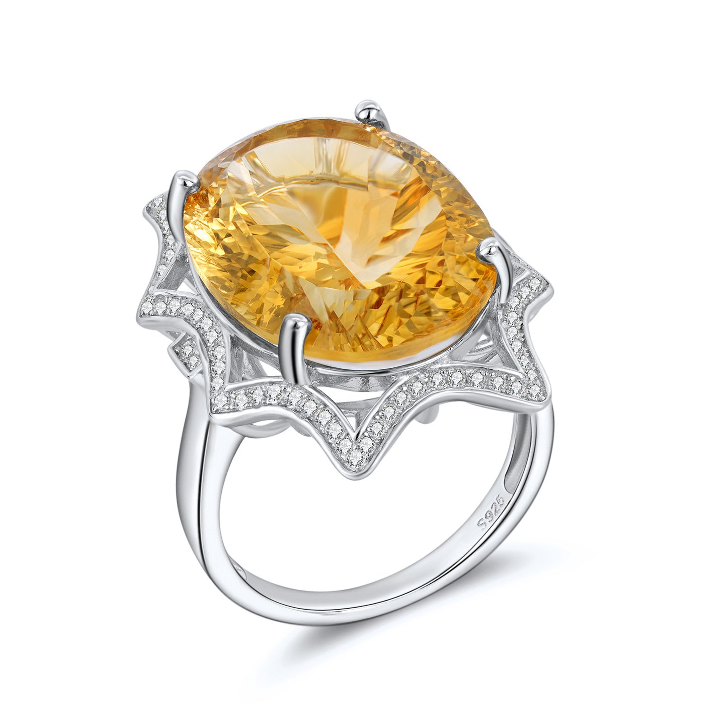 Unique Large Citrine Ring For Women
