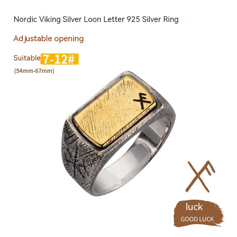 Viking Silver Inlaid Copper Rustic Style Ring For Men