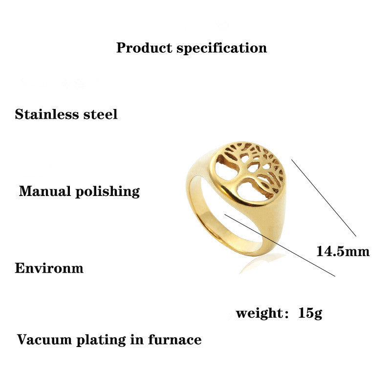 Bague en acier titane Arbre de vie Bague d'arbre en acier inoxydable