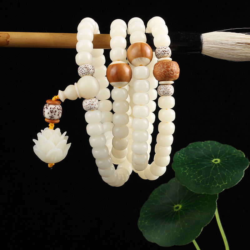 Hainan White Jade Bodhi 108 Buddhist Beads Bracelet