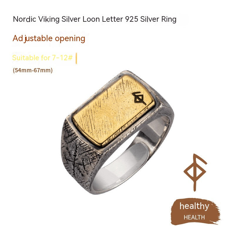 Bague Viking nordique en cuivre incrusté d'argent