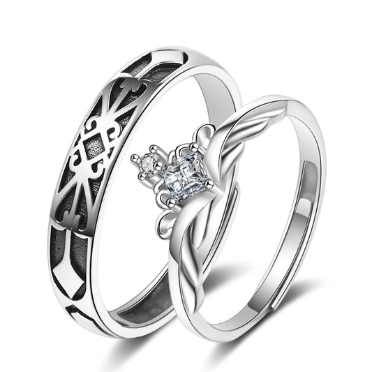 The Princess And The Knight Couple Ring Sterling Silver S925