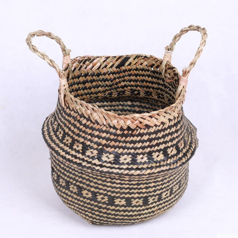 Seaweed and Straw Flower Basket Woven