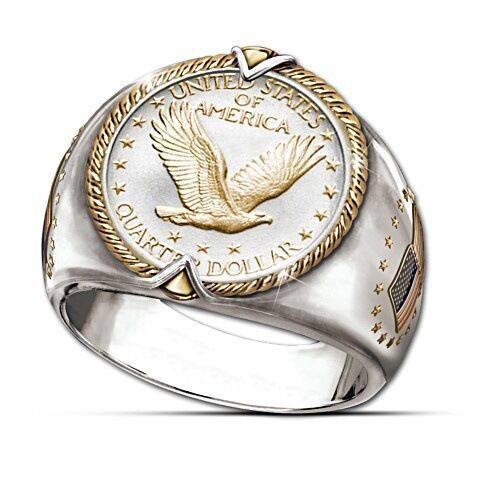 S925 versilberter American Eagle Ring für Herren