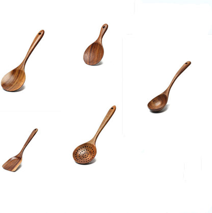 Ensemble de spatules en bois d'acacia pour ustensiles de cuisine antiadhésifs