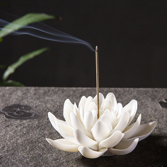 White Porcelain Lotus Incense Burner