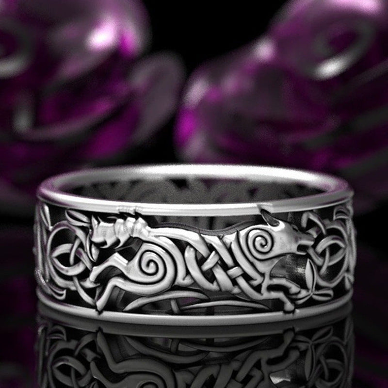 Viking Wolf Celtic Ring For Men