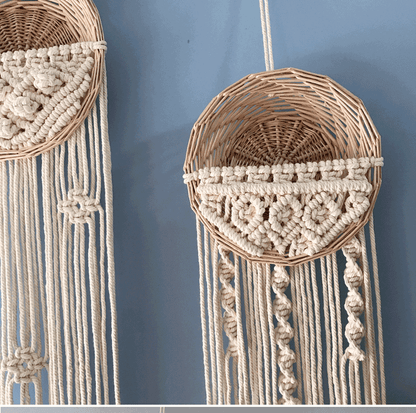 Woven Rattan Hanging Basket