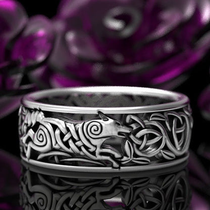 Viking Wolf Celtic Ring For Men