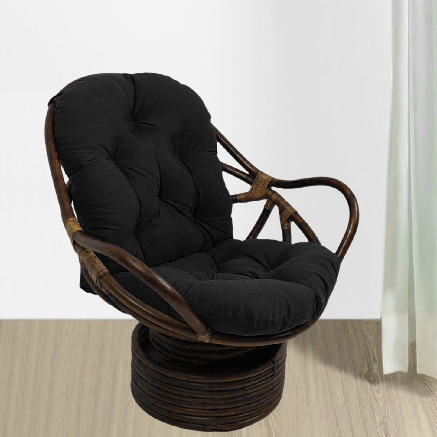 Swivel Rattan Chair Rainproof Polyester Seat Cushion