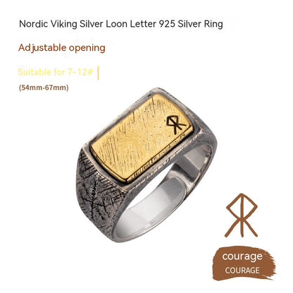 Bague Viking nordique en cuivre incrusté d'argent