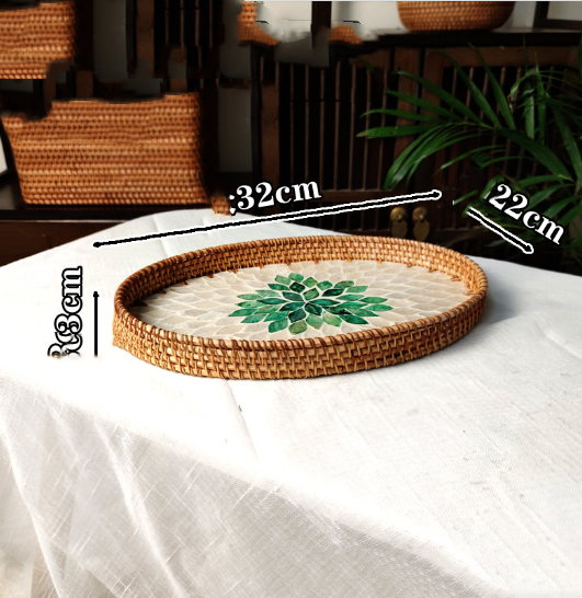 Rattan-Muscheltablett und Platte