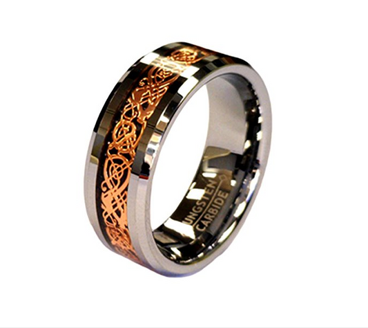 Rose Gold Celtic Tungsten Ring