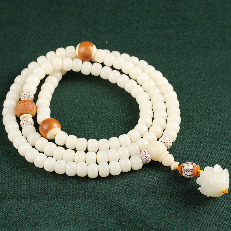 Hainan White Jade Bodhi 108 Buddhist Beads Bracelet