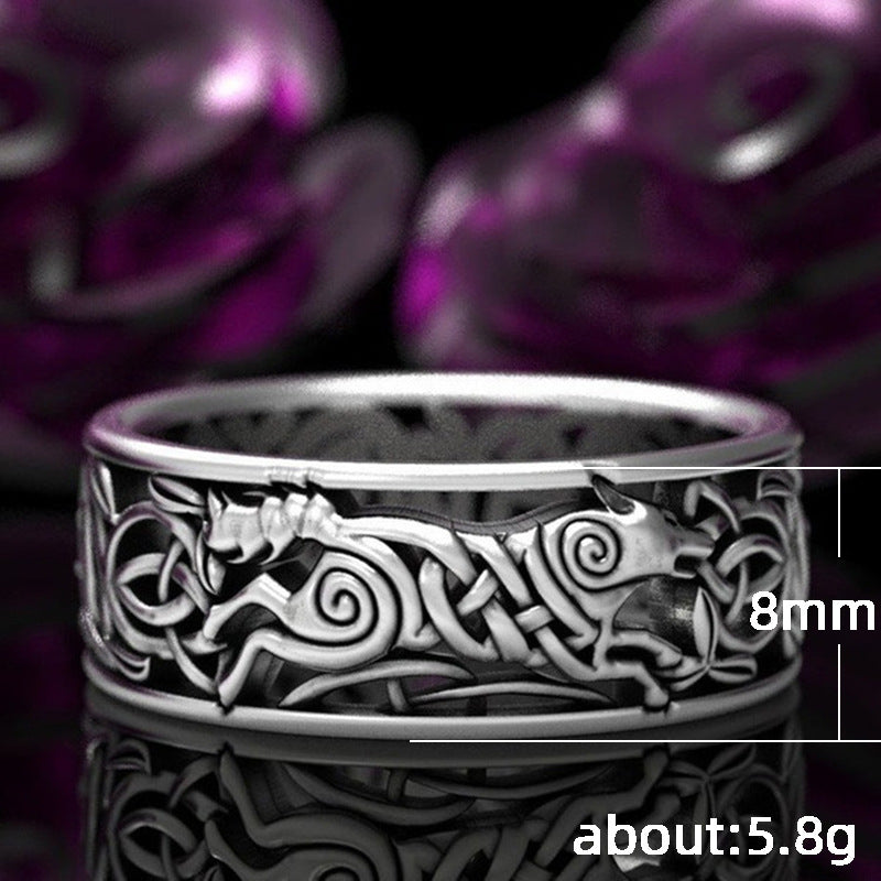 Viking Wolf Celtic Ring For Men