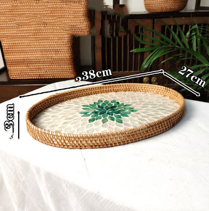 Rattan-Muscheltablett und Platte