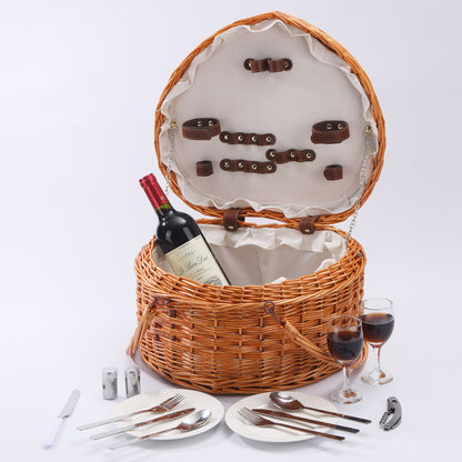 Cutlery Outdoor Rattan Heart Picnic Basket