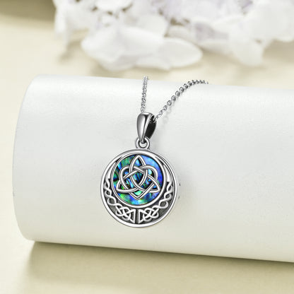 925 Silber keltische Knoten-Foto-Medaillon-Halskette für Frauen