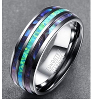 Nuncad Tungsten Carbide Ring Abalone Shell And Synthetic Opal