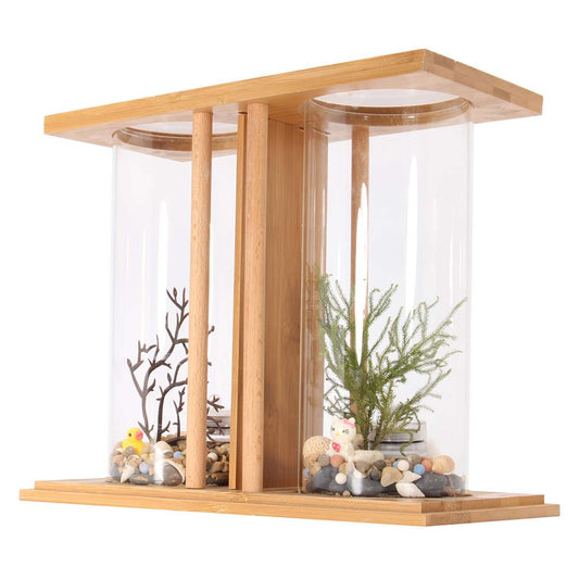 Mini aquarium de bureau écologique en bambou