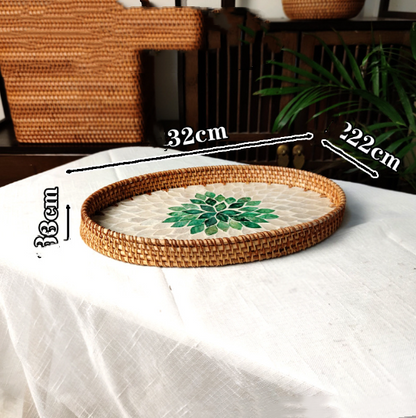 Rattan-Muscheltablett und Platte