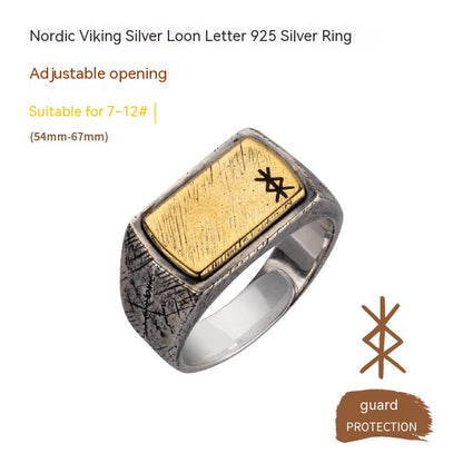 Bague Viking nordique en cuivre incrusté d'argent