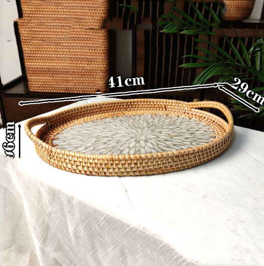 Rattan-Muscheltablett und Platte