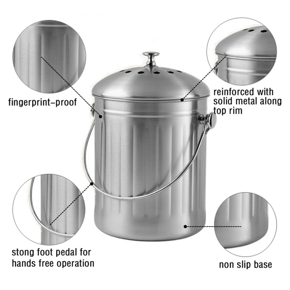 Seau à compost domestique en acier inoxydable