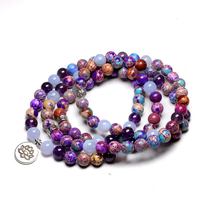 Bracelet de perles Mala en pierre naturelle 108 pour femmes