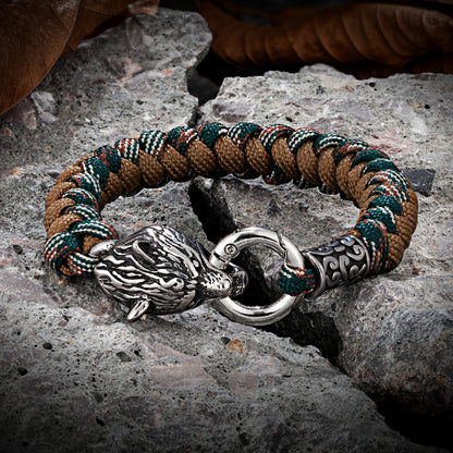 Vikings Celtic Wolf Rope Bracelet For Men