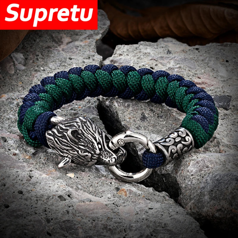 Vikings Celtic Wolf Rope Bracelet For Men