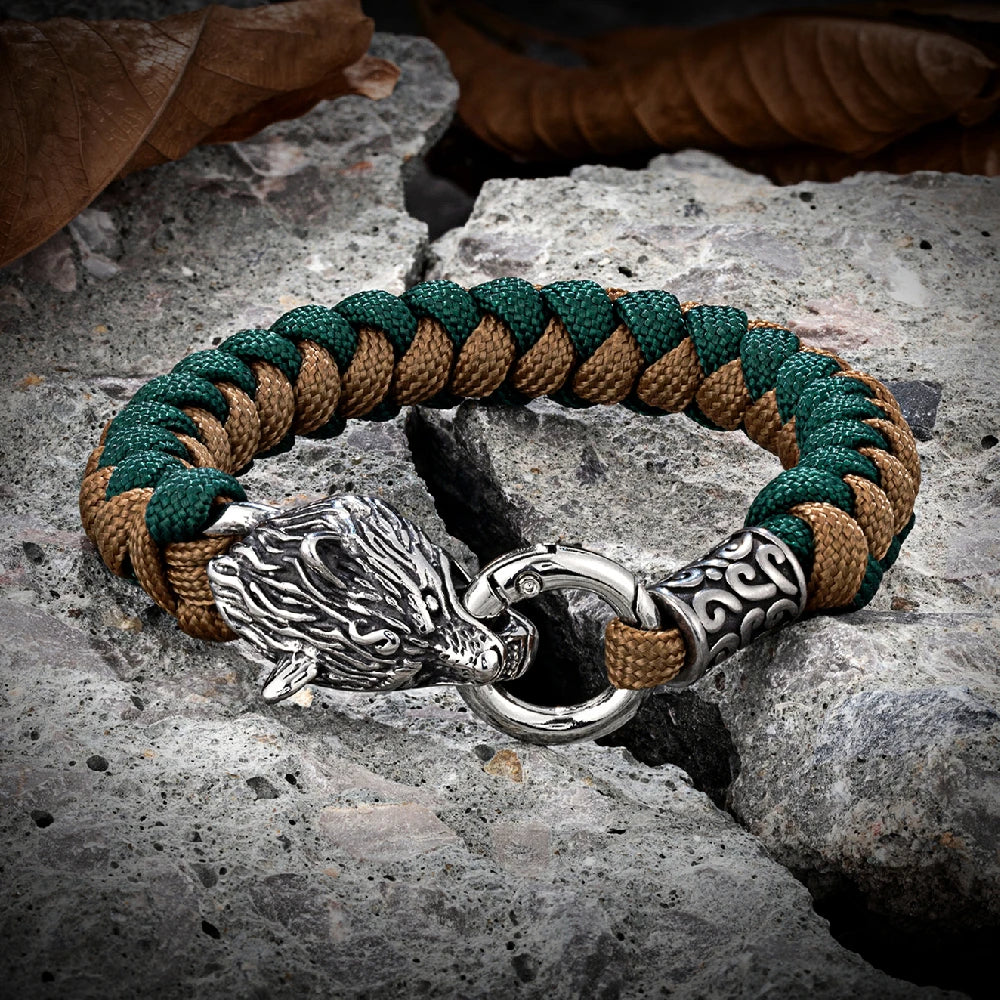 Vikings Celtic Wolf Rope Bracelet For Men