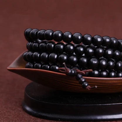 108 Black Wooden Prayer Beads Bracelet For Men