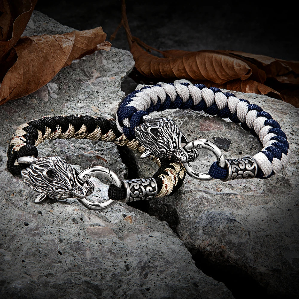 Vikings Celtic Wolf Rope Bracelet For Men