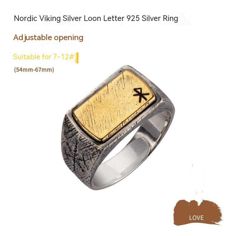 Bague Viking nordique en cuivre incrusté d'argent