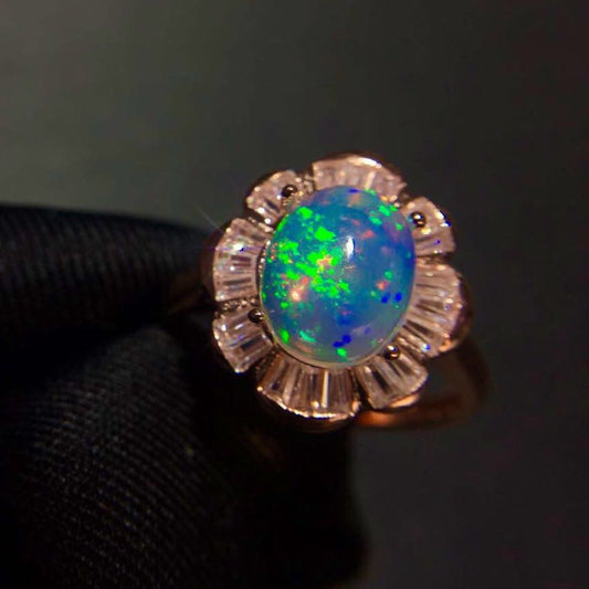 Rare Natural Opal Fire Ring