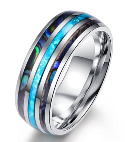 Nuncad Tungsten Carbide Ring Abalone Shell And Synthetic Opal