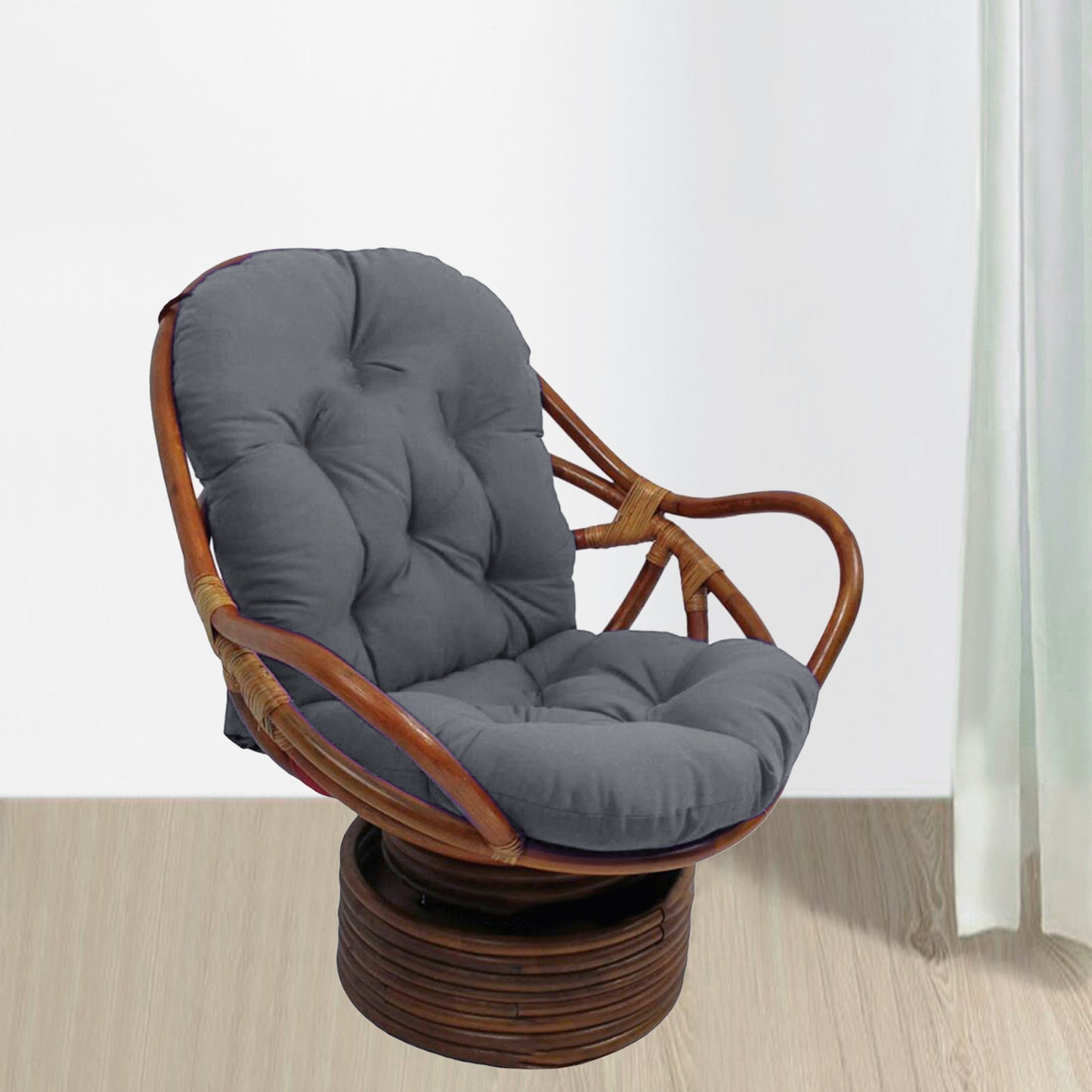 Swivel Rattan Chair Rainproof Polyester Seat Cushion