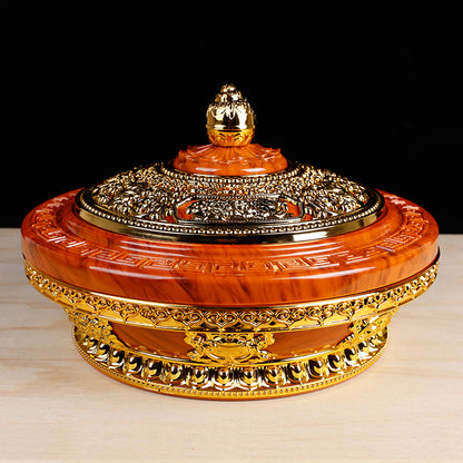 Tibetan Eight Auspicious Symbols Ceramic Bowl With Lid