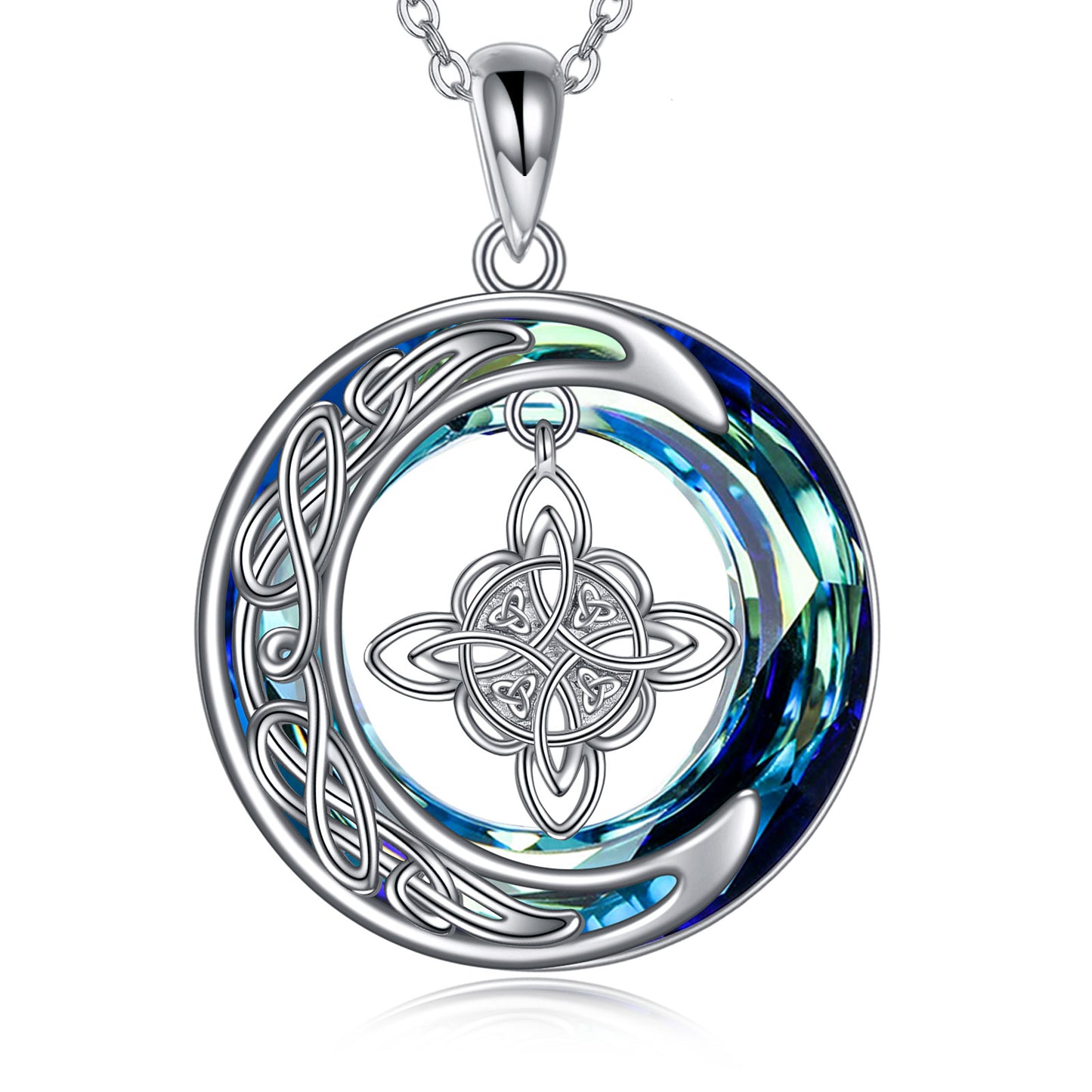 Keltischer Mond-Hexenknoten aus 925er Silber